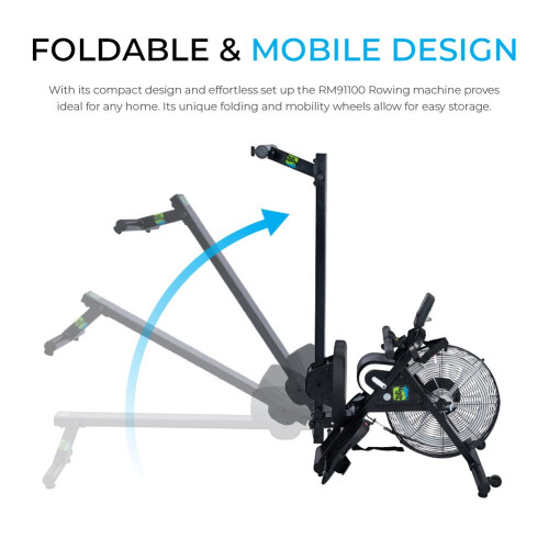 Air Rowing Machine for Home Use Foldable with Roller Wheels Compact Rower with Bluetooth 1
