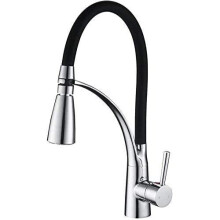 Heable Kitchen Mixer Tap with Pull Down Dual Function Sprayer, Single Lever 360 Swivel Kitchen Sink Taps with Black Silicone Hose, Available Chr