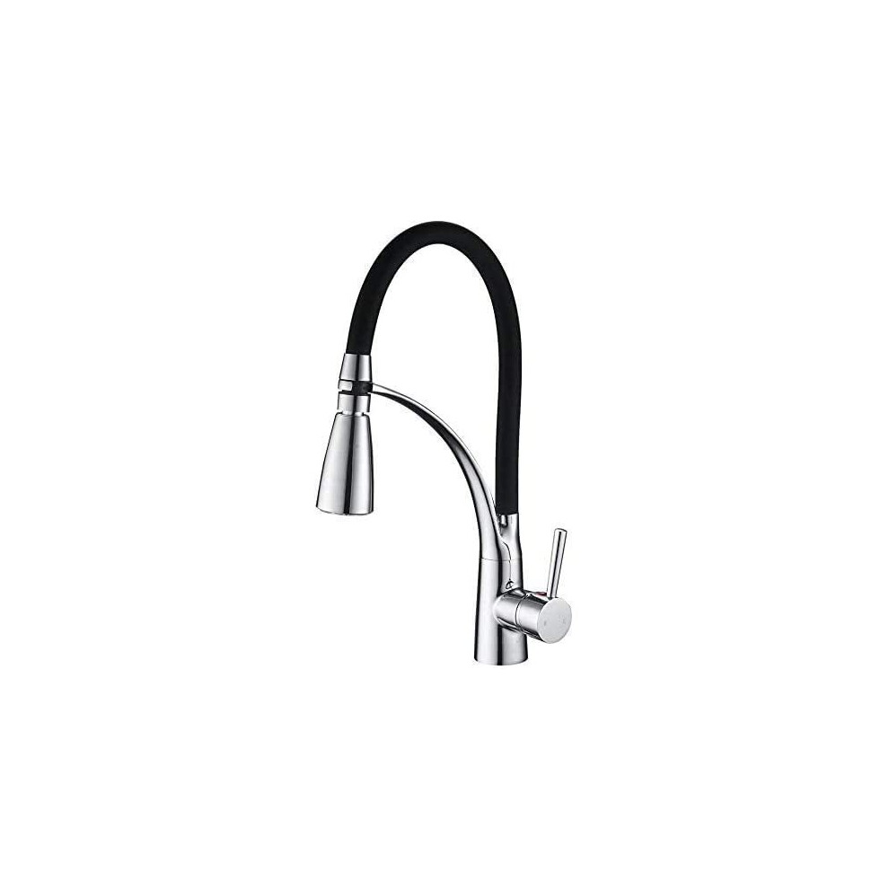 Heable Kitchen Mixer Tap with Pull Down Dual Function Sprayer, Single Lever 360 Swivel Kitchen Sink Taps with Black Silicone Hose, Available Chr