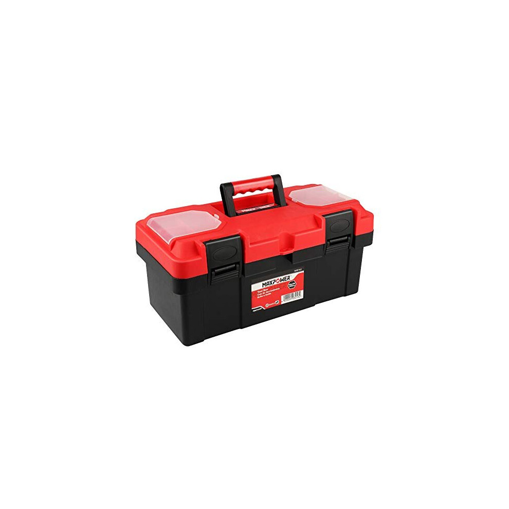 Maxpower 16-Inch Toolbox, Plastic Tool Box Tool Chest Storage Case Organizer With Removable Tray And Dual Latch 6909009034532