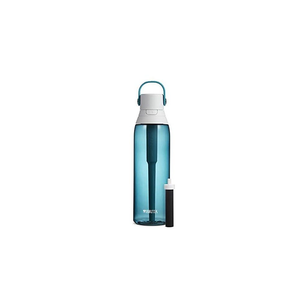 Brita Water Bottle with Filter, 26 Ounce Premium Filtered Water Bottle, BPA Free, Sea Glass