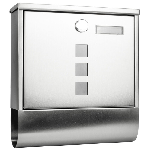 (Stainless Steel) Large Mailbox Steel Wall-Mounted Letterbox Secure Key Lock Parcel Post Box