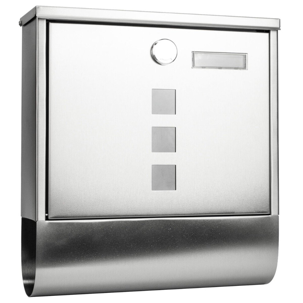 (Stainless Steel) Large Mailbox Steel Wall-Mounted Letterbox Secure Key Lock Parcel Post Box 5055888419746