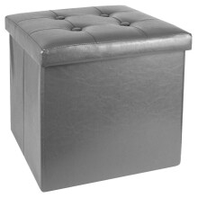 (Leather, Double) Folding Ottoman Storage Box Seating Fabric Leather Home Furniture Footstool