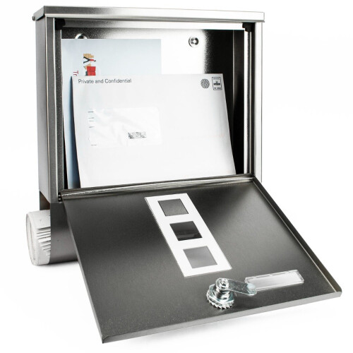 (Stainless Steel) Large Mailbox Steel Wall-Mounted Letterbox Secure Key Lock Parcel Post Box 2