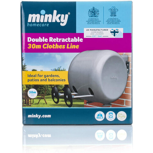 Minky Minky Retractable Duo Reel Washing Line, Grey 1