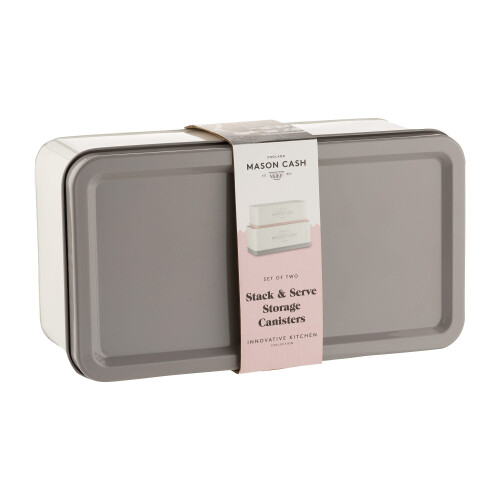 Mason Cash Set Of 2 Mason Cash Rectangular Cake Bread Stackable Storage Jars Tins Boxes 2