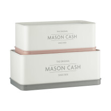 Set Of 2 Mason Cash Rectangular Cake Bread Stackable Storage Jars Tins Boxes
