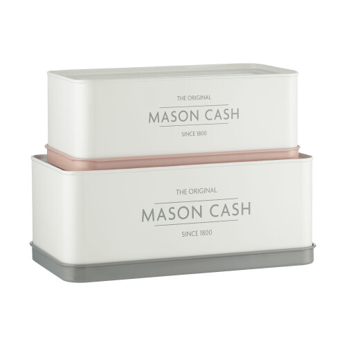 Mason Cash Set Of 2 Mason Cash Rectangular Cake Bread Stackable Storage Jars Tins Boxes