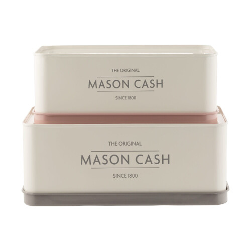 Mason Cash Set Of 2 Mason Cash Rectangular Cake Bread Stackable Storage Jars Tins Boxes 1