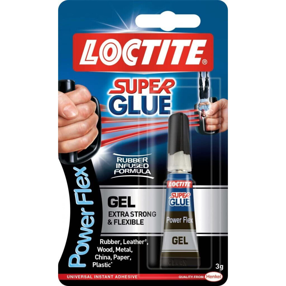 Loctite 1621078 Super Glue Gel Extra Strong Adhesive for Rubber Leather Wood, 3g