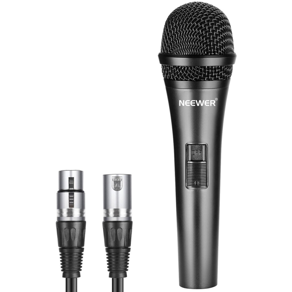 Neewer Cardioid Dynamic Microphone with XLR Male to XLR Female Cable, Rigid Metal Construction for Professional Musical Instrument Pickup, Vocals,