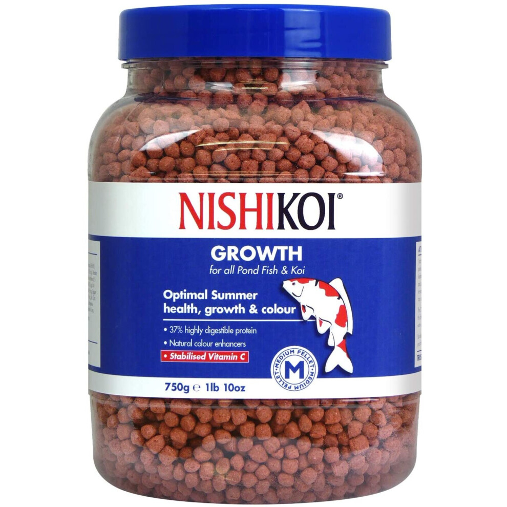 Nishikoi Growth Complete Food for Koi and Pond Fish - Medium Pellets - 750g