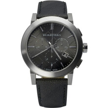 BURBERRY BU9362 - Uhr für Männer, graues Lederarmband