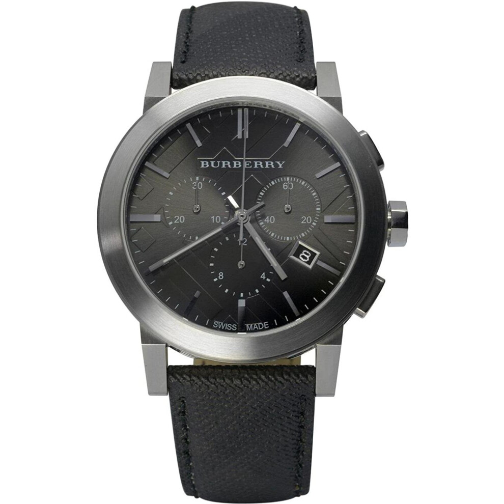 BURBERRY BU9362 - Montre pour homme, bracelet cuir gris
