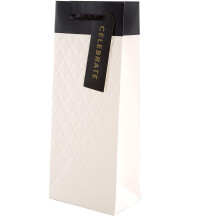Hallmark Multi Occasion Bottle Bag Quilted Effect Embossed - With Celebrate Tag (Wedding, Birthday, Engagement, Graduation)