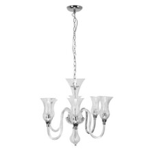 Premier Housewares E14 Small Edison Screw Ceiling Chandelier Modern Crystal Lights 40W 6 Arm Chandeliers Ceiling Light Glass and Chrome