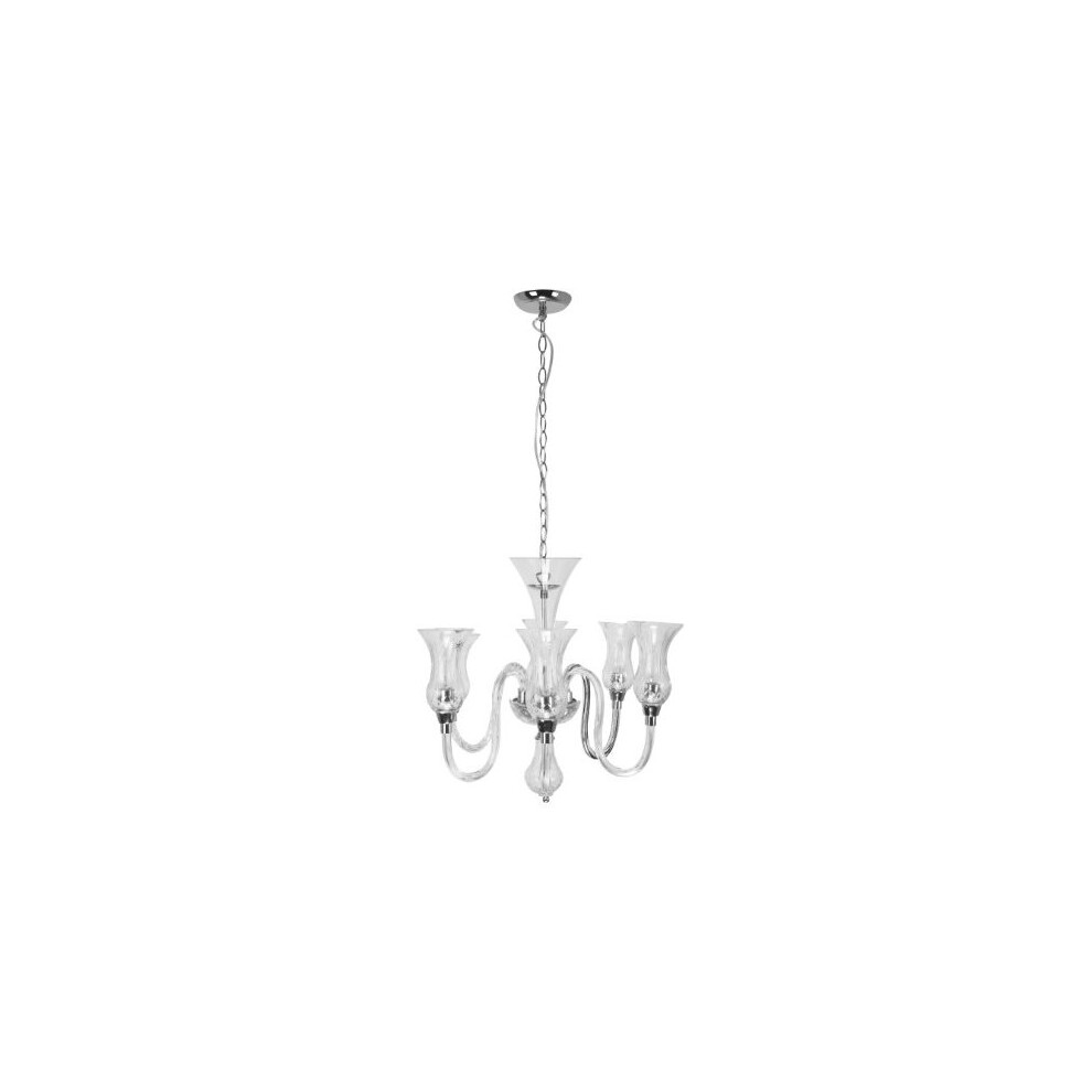 Premier Housewares E14 Small Edison Screw Ceiling Chandelier Modern Crystal S 40W 6 Arm Chandeliers Ceiling Glass And Chrome Light