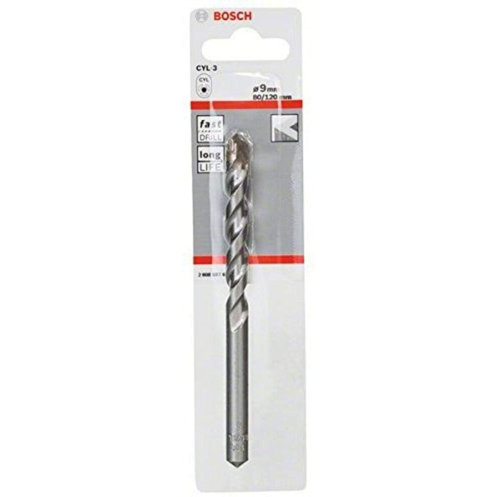 Bosch 2608597664 Cyl-3 Concrete Drill Bit, 9Mm X 80Mm X 120Mm, Silver