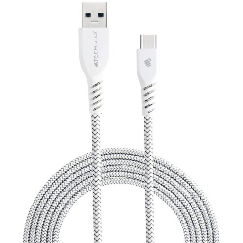 Techgear TECHGEAR Extra Long 2m / 6.5 Ft STRONG High Durability Braided USB C Charging & Data Sync Cable for USB Type-C Devices Compatible with Apple iPad Pro