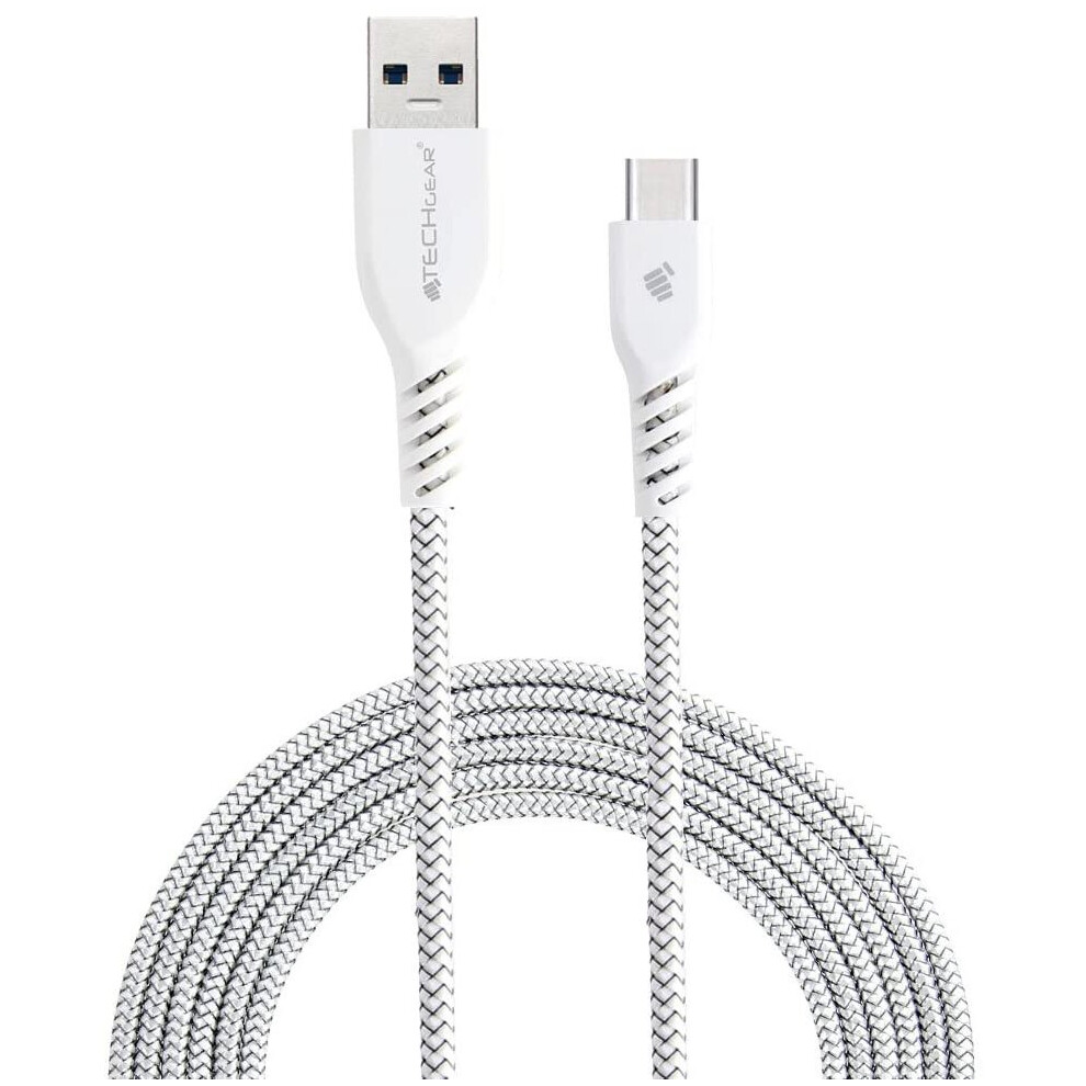 TECHGEAR Extra Long 2m / 6.5 Ft STRONG High Durability Braided USB C Charging & Data Sync Cable for USB Type-C Devices Compatible with Apple iPad Pro