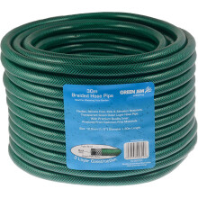 Green Jem 30m Braided Hose Pipe - 1/2in Diameter, Silicone-Free, Kink-Resistant, Cadmium-Free, Transparent Green