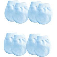 Soft Touch 100% Cotton Baby Anti Scratch Mittens - 4 Pack