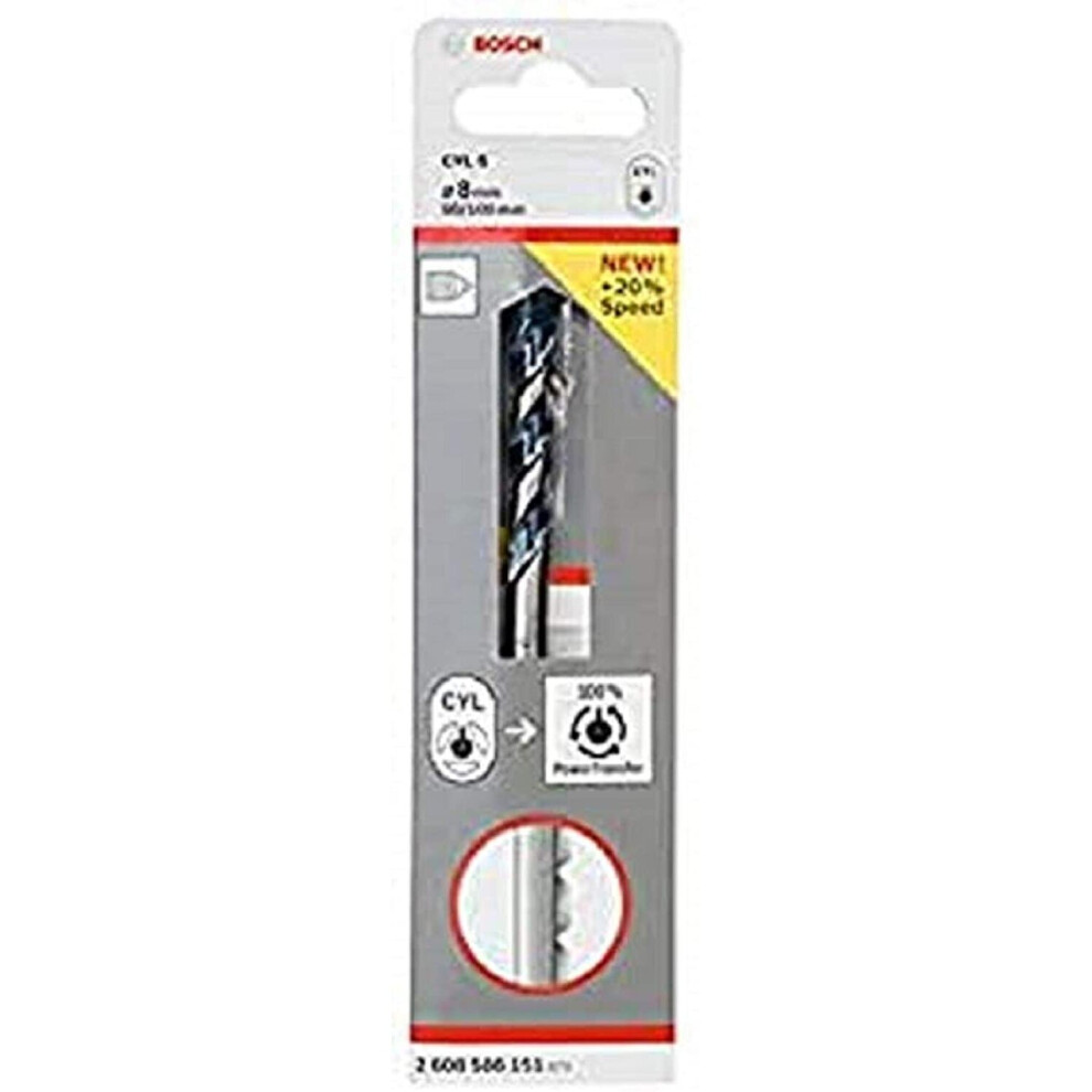 Bosch 2608588151 Cyl-5 Concrete Drill Bit, 8Mm X 50Mm X 100Mm, Silver