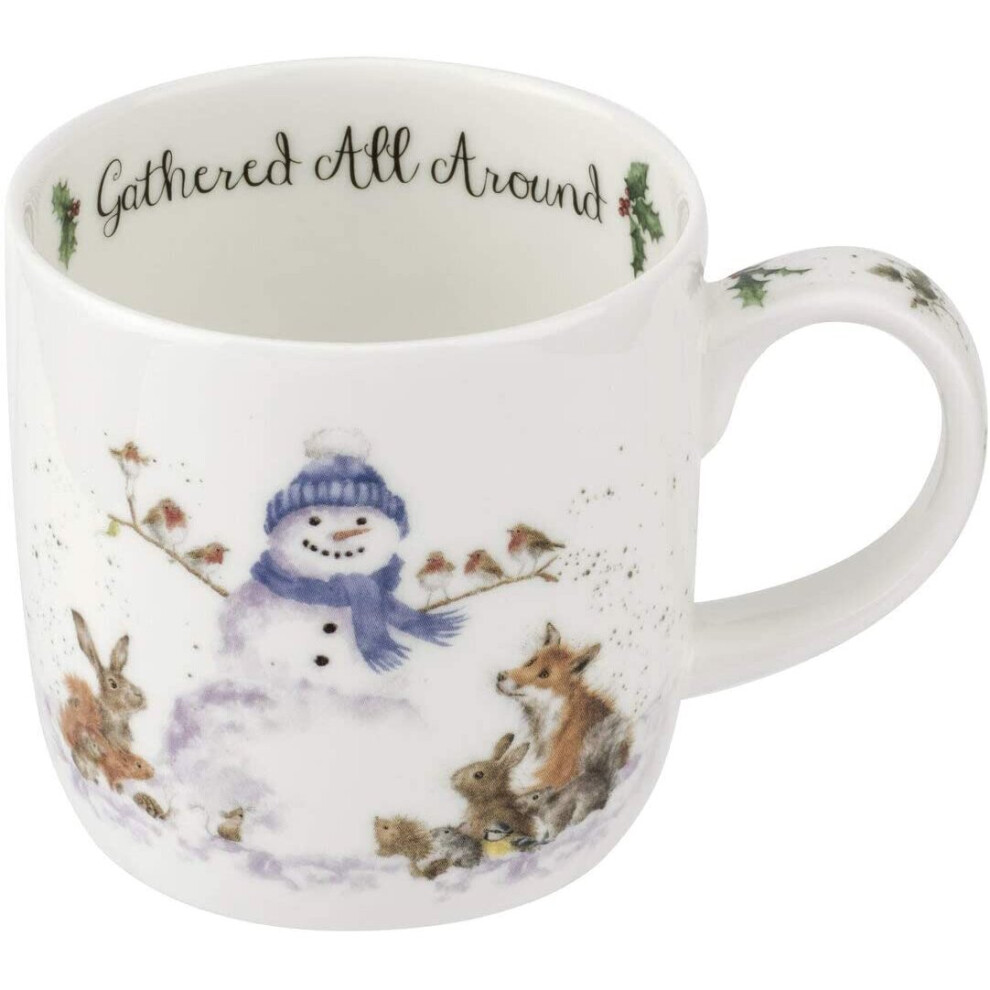 Wrendale Portmeirion Designs Gathered All Around Snowman 0.3L Christmas Mug