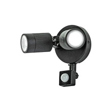 Luceco LED Twin Fitting Exterior Wall Light with PIR Motion Sensor, IP44 Rated, 10 W, Black