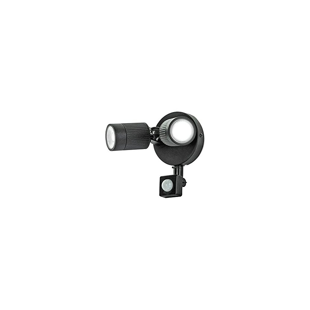 Luceco LED Twin Fitting Exterior Wall Light with PIR Motion Sensor, IP44 Rated, 10 W, Black