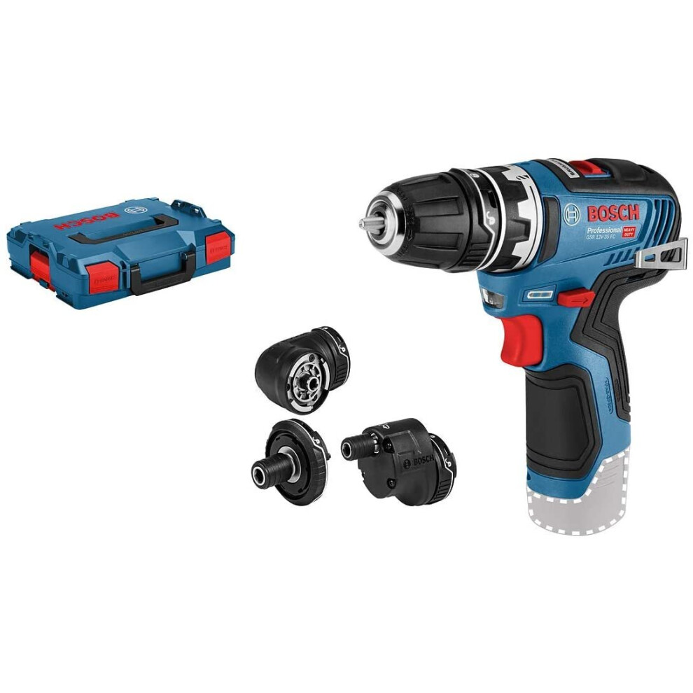 Bosch Professional 12V GSR 12V-35 FC Cordless Drill/Driver (with four FlexiClick Adapters, Without Rechargeable Battery and Charger, in L-BoxX, Order