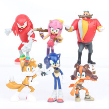 (2) 6Pcs/Set Sonic Hedgehog Pvc Figures Toy Cake Decoration