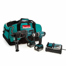 Makita DLX2025T 18V LXT Twin Pack-DHP453 Combi Drill + DHR202 Rotary Hammer (2 x 5.0Ah Batteries), 18 V, Blue/Black