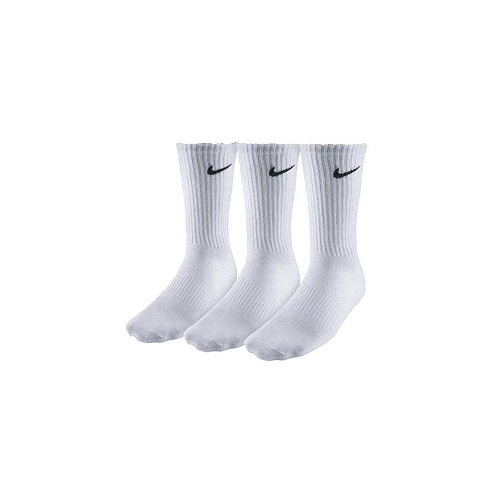 Mens NIKE 3 pair pack white cotton cushioned crew sport socks