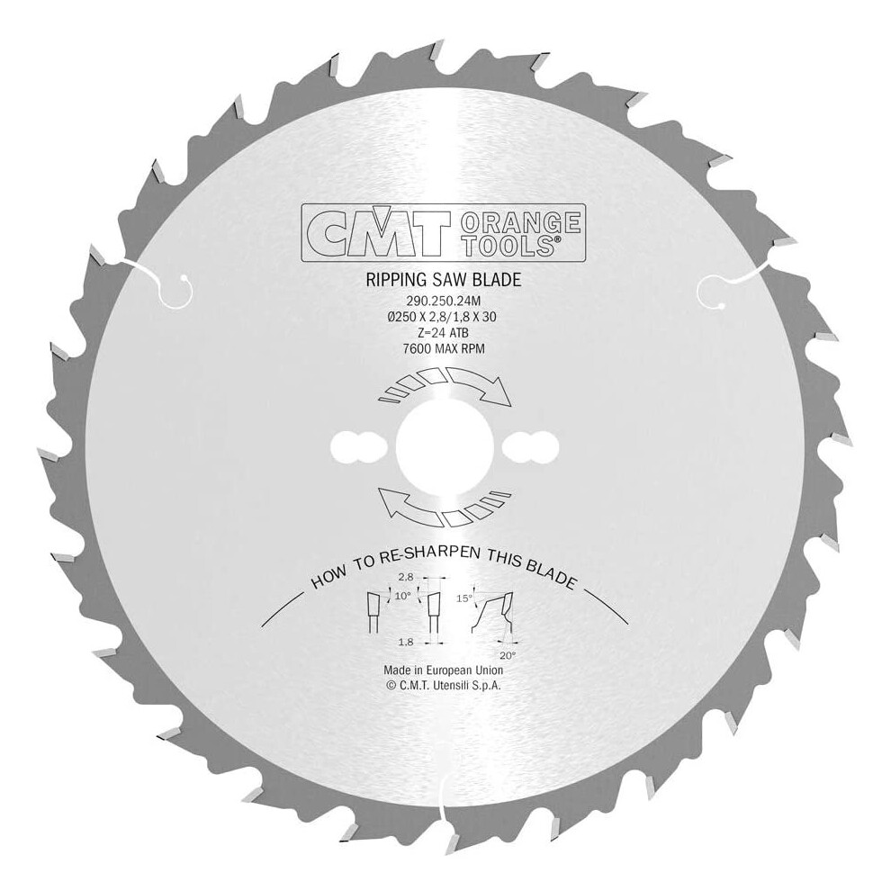 Cmt Orange Tools 290.250.24Â Mâ ÂÂ Circular Saw 250Â X 2.8Â X 30Â Z 24Â Atb 20Â Degrees 8019296005745