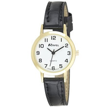 Ravel Large Case Fashion on PU Strap Women's Quartz Watch with White Dial Analogue Display and Brown Plastic Strap R0102.01.2