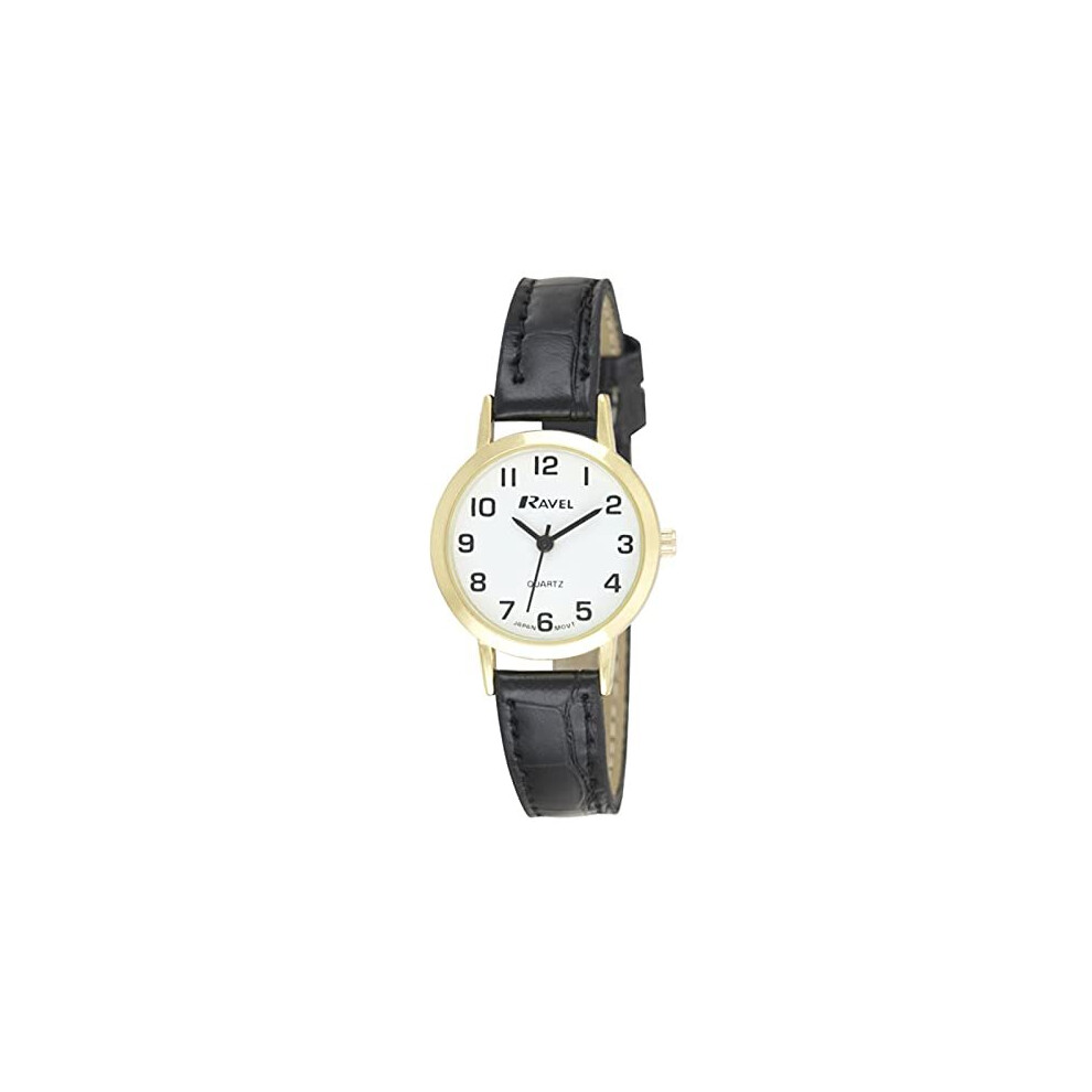 Ravel Large Case Fashion on PU Strap Women's Quartz Watch with White Dial Analogue Display and Brown Plastic Strap R0102.01.2