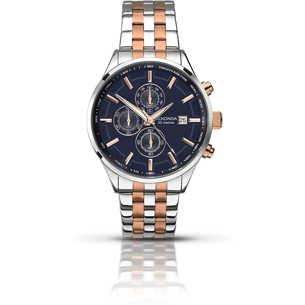 Sekonda Men's Quartz Watch with Chronograph Display and Stainless Steel Bracelet