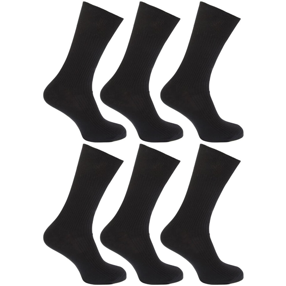 6 Paires de Chaussettes 100% Coton LOOSE à côtes larges et non élastiques par ALER/UK Tailles 6-11 et 11-13