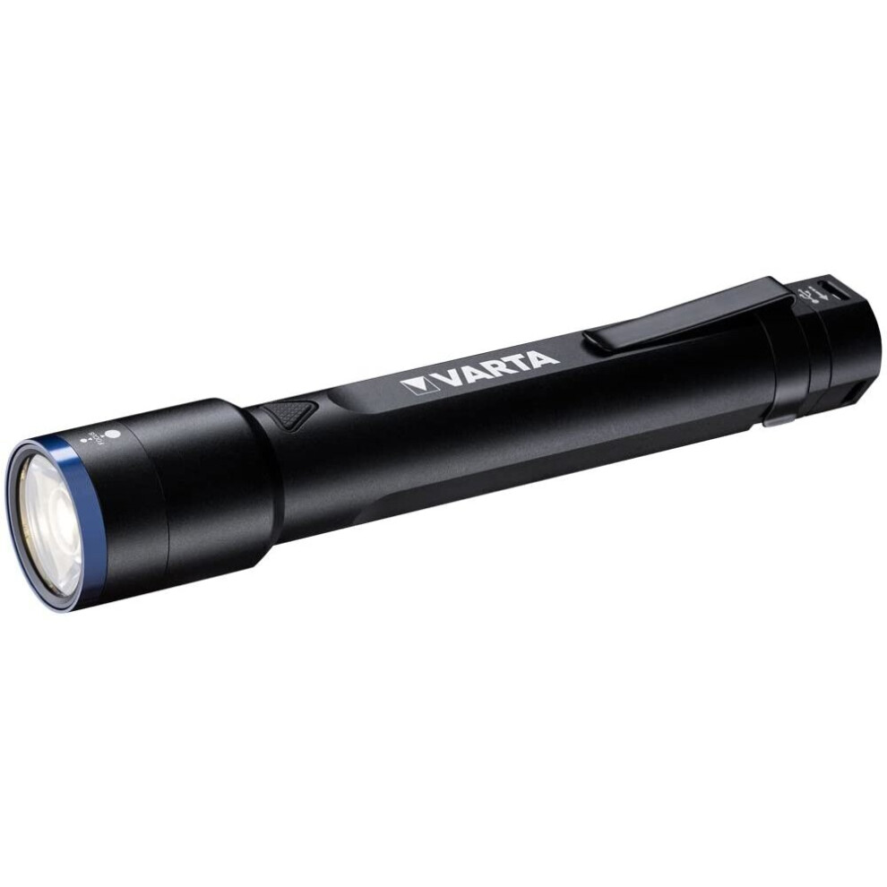 VARTA Night Cutter F30R - Rechargeable premium torch and power bank (2,600 mAh) in one, includes Micro USB charging cable, 4 light modes, 700 Lumen