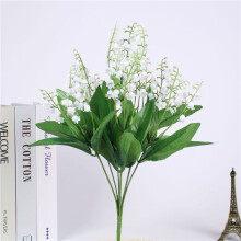 (White) 7 Branch Artificial Lily Of The Valley Fake Flower Bouquet Home Wedding Decor