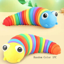 (Random 1Pcs) Fidget 3D Finger Slug Caterpillar Anti Anxiety Stretch Sensory Stress Toy