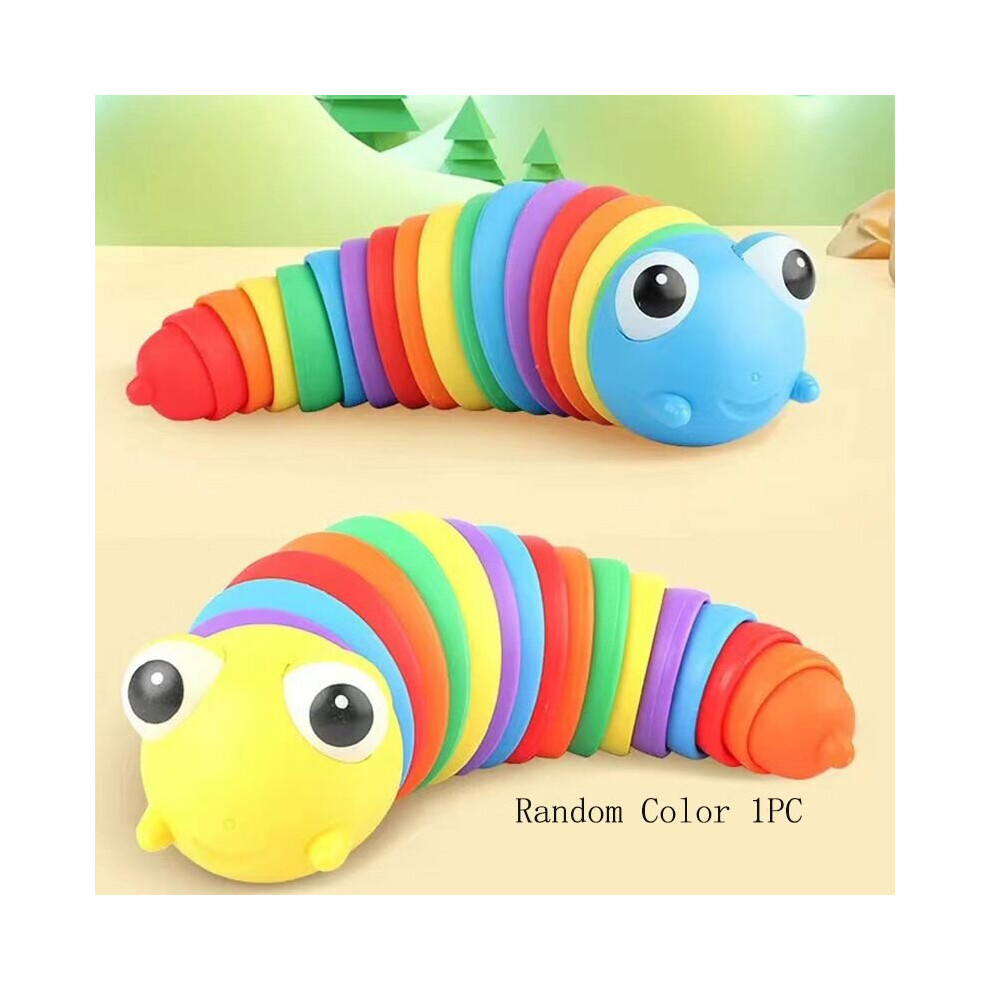(Random 1Pcs) Fidget 3D Finger Slug Caterpillar Anti Anxiety Stretch Sensory Stress Toy