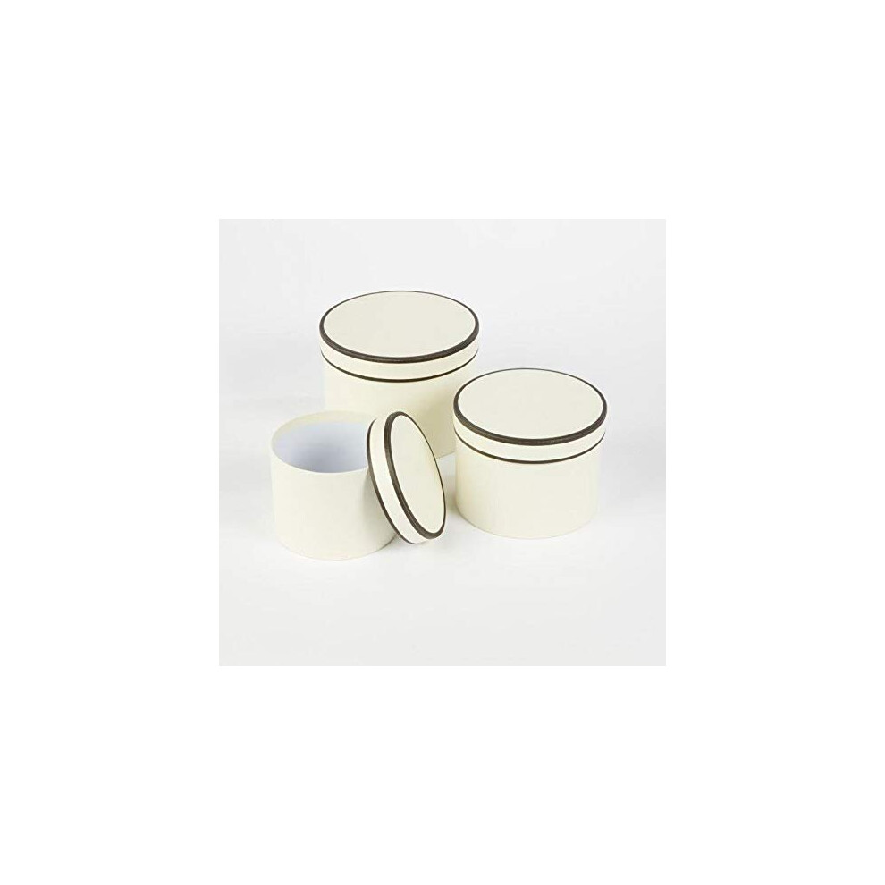 Round Couture Range Lined Flower Hat Boxes Set of 3 (Cream)