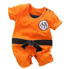 (Short Sleeve, 3-6 Months(66cm)) Newborn Baby Dragon Ball Z Goku Cosplay Romper Bodysuit Halloween Costume
