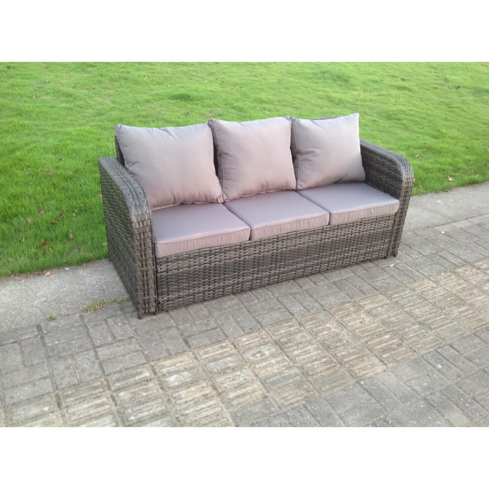Fimous (3 Seater Sofa With Rain Covers) Wicker Rattan Garden Furniture Set Reclining Chair Black