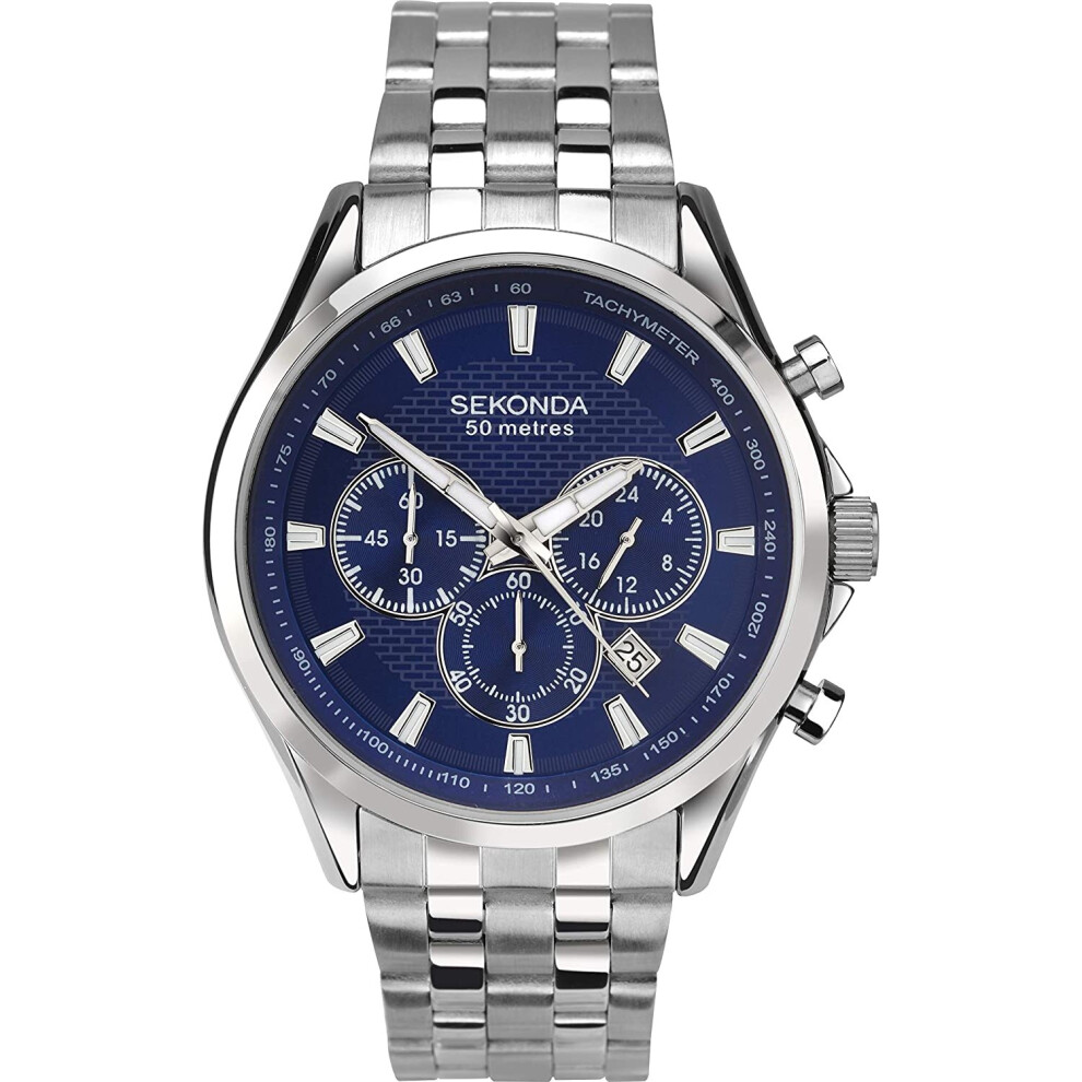 SEKONDA Unisex-Adult Chronograph Quartz Watch with Stainless Steel Strap 1393.27