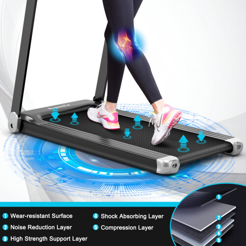 Folding Treadmill Compact Walking Running Machine w/APP Control 1