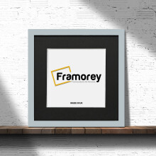 (Light Grey With Black Mount, 13x13 Pic (15x15 Frame)) Square Size Light Grey Picture Frame Photo Frames With Multicolored Mount Flat Wooden Poster Frames